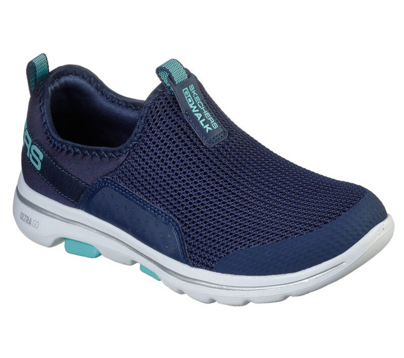 Skechers Dam Marinblå/Ljus Turkos Slip On - Gowalk 5 - Sovereign - Sverige (KEGJP-0823)